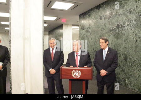 UN, New York, USA. 4th June, 2017. UN's Antonio Guterres says talks resume in June with Cyprus President Nicos Anastasiades and Turkish Cypriot leader Mustafa Akinci Credit: Matthew Russell Lee/Alamy Live News Stock Photo