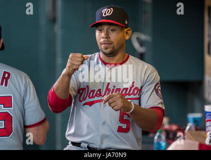 Photo: Washington Nationals shortstop Adrian Sanchez misses a ball