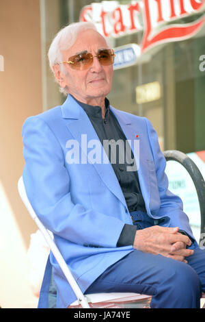 Los Angeles, USA. 24th Aug, 2017. LOS ANGELES, CA. August 24, 2017: Charles Aznavour at the the Hollywood Walk of Fame star ceremony honoring French singer Charles Aznavour on Hollywood Boulevard Picture Credit: Sarah Stewart/Alamy Live News Stock Photo