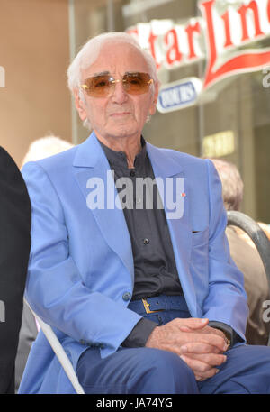 Los Angeles, USA. 24th Aug, 2017. LOS ANGELES, CA. August 24, 2017: Charles Aznavour at the the Hollywood Walk of Fame star ceremony honoring French singer Charles Aznavour on Hollywood Boulevard Picture Credit: Sarah Stewart/Alamy Live News Stock Photo