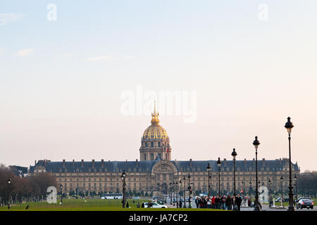PARIS, FRANCE - MARCH 4: Hotel des Invalides. Louis XIV initiated the project by an order dated 24 November 1670, as a home and hospital for aged and unwell soldiers in Paris, France on March 4, 2013 Stock Photo