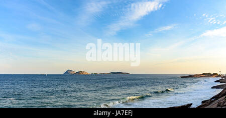 View of Devil beach, the sea and islands on Ipanema, Rio de Janeiro Stock Photo
