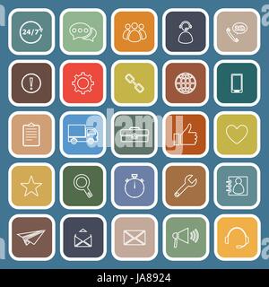 Customer service flat icons on blue background, stock vector Stock Vector