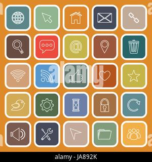 Website flat icons on orange background, stock vector Stock Vector