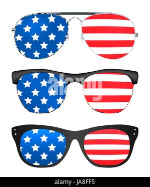 sunglasses with united states of america flag Stock Vector