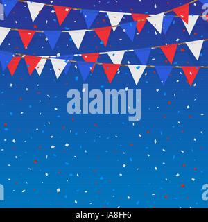 red blue white flag decorated on  white background Stock Vector