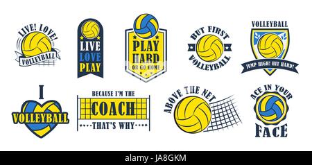 Volleyball logo set, vector illustration Stock Vector