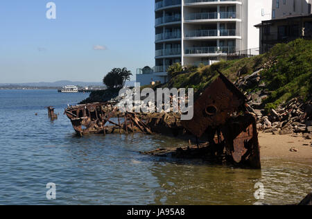 redcliffe australia colonial wreck woody former point queensland alamy hmqs navy ship