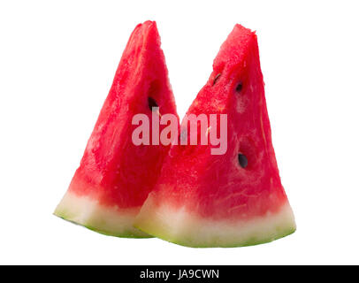 Two Slices Of Watermelon on white Background Stock Photo