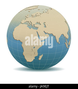 Retro Style Africa, Middle East, Arabia and India Global World, Elements of this image furnished by NASA Stock Photo