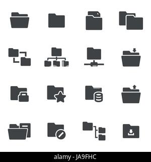 Vector black folder icons set Stock Vector