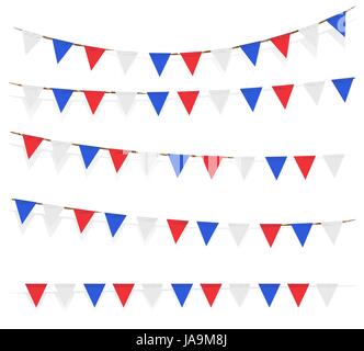 red blue white flag decorated on  white background Stock Vector