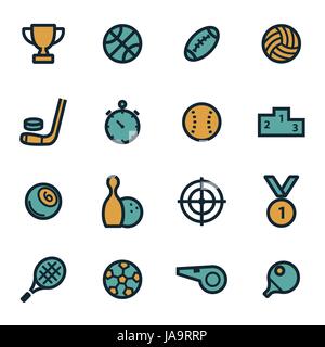 Vector flat sport icons set Stock Vector
