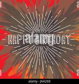 happy birthday greetings sunrays retro theme vector art Stock Vector