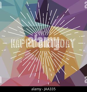 happy birthday greetings sunrays retro theme vector art Stock Vector