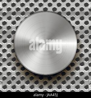 Glossy metal knob with shadow on grid Stock Vector