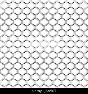 Glossy metal grid with shadow on white, seamless pattern Stock Vector