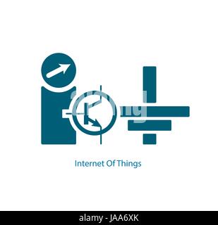Internet Of Things from electrical transistor and grounding symbols. Modern consumer and industrial IoT technology sign vector illustration. Stock Vector