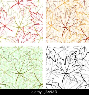 Seamless Patterns, Maple Leaves Stock Vector