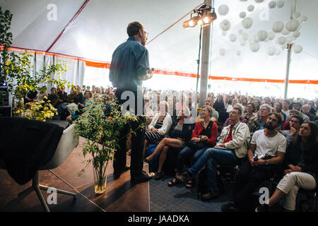 Daniel Lieberman,  paleoanthropologist at Harvard University, Professor of Biological Sciences, does a talk at the Danish festival for natural science Bloom Festival 2017 in Copenhagen. Stock Photo