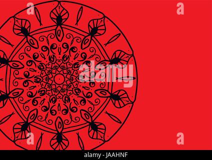black pattern on red background Stock Vector