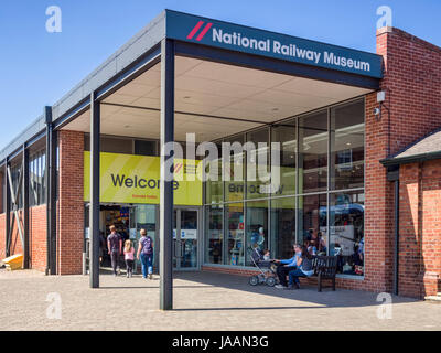 31 May 2017: York, North Yorkshire, England, UK - Visitors entering the National Railway Museum, York, North Yorkshire, England, UK. Stock Photo