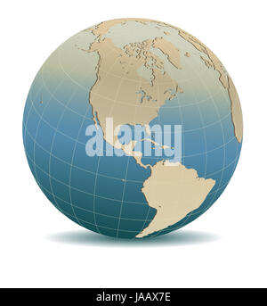 Retro Style North and South America Global World, Elements of this image furnished by NASA Stock Photo