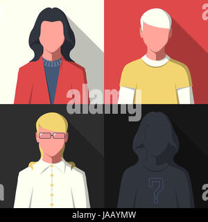 Flat avatar profile icons. Silhouette of business people. Stock Photo