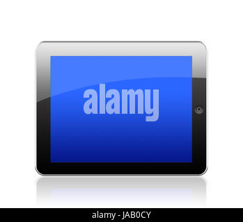 Black tablet pc on white background Stock Photo