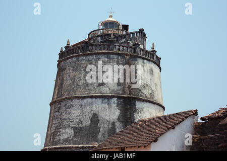 The lighthouse in Fort Aguada on the west coast of India Stock Photo