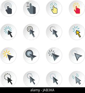 Mouse cursor icons set. Flat illustration of 16 mouse cursor vector icons for web Stock Vector