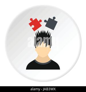 Male avatar and jigsaw puzzles icon. Flat illustration of male avatar and jigsaw puzzles vector icon for web Stock Vector