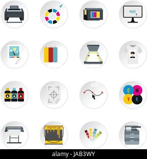 Printing icons set. Flat illustration of 16 printing vector icons for web Stock Vector