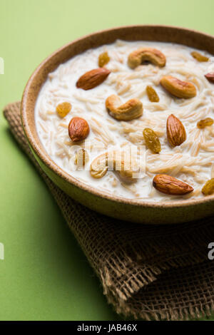 Most famous Indian sweet pudding Kheer or semiya khir in a bowl.Selective focus Stock Photo