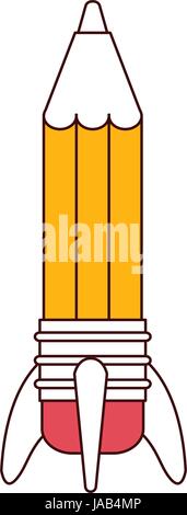silhouette color sections of pencil in rocket form Stock Vector