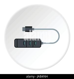 Usb hub icon. Flat illustration of usb hub vector icon for web Stock Vector