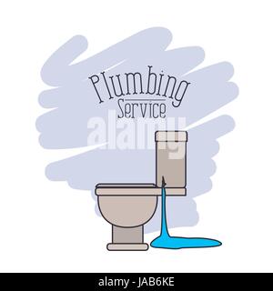 scene of side view sanitary dripping plumbing service Stock Vector