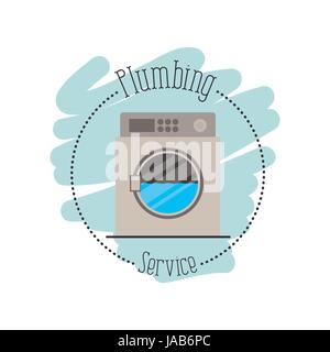 sticker scene of washing machine dripping plumbing service Stock Vector
