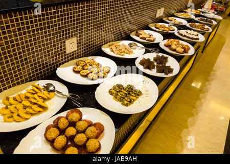 Yangshuo, China.  Hotel Buffet Breakfast Choices. Stock Photo