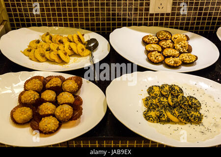 Yangshuo, China.  Hotel Buffet Breakfast Choices. Stock Photo