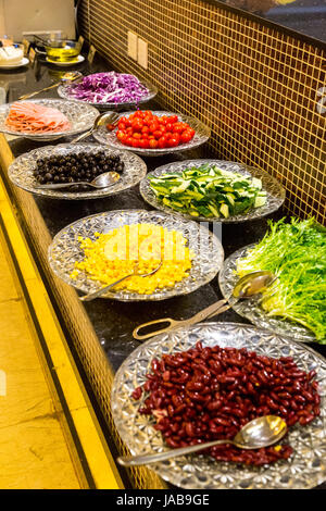 Yangshuo, China.  Hotel Buffet Breakfast Choices. Stock Photo