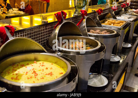 Yangshuo, China.  Hotel Buffet Breakfast Choices. Stock Photo