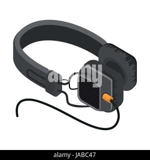 Isometric Headphones, Isolated  on a white background vector illustration. Stock Vector