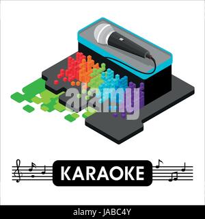 Isometric karaoke microphone, Isolated on a white background vector illustration. Stock Vector