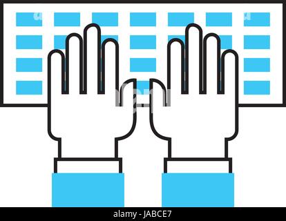 computer keyboard with hands user Stock Vector