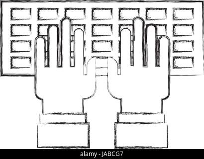 computer keyboard with hands user Stock Vector