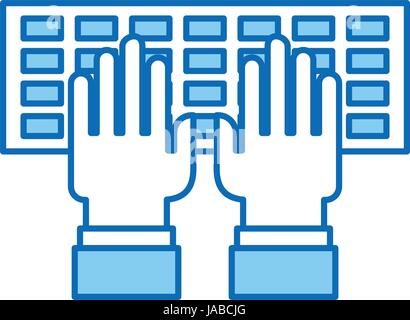 computer keyboard with hands user Stock Vector