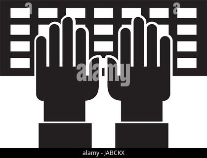 computer keyboard with hands user Stock Vector