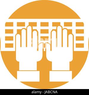 computer keyboard with hands user Stock Vector
