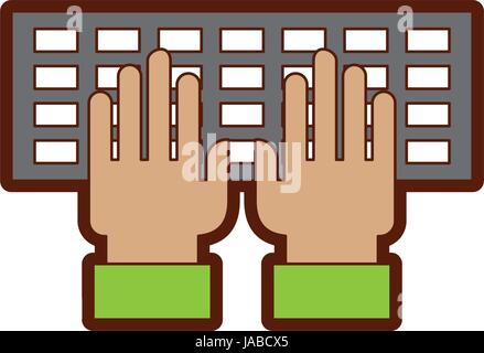 computer keyboard with hands user Stock Vector